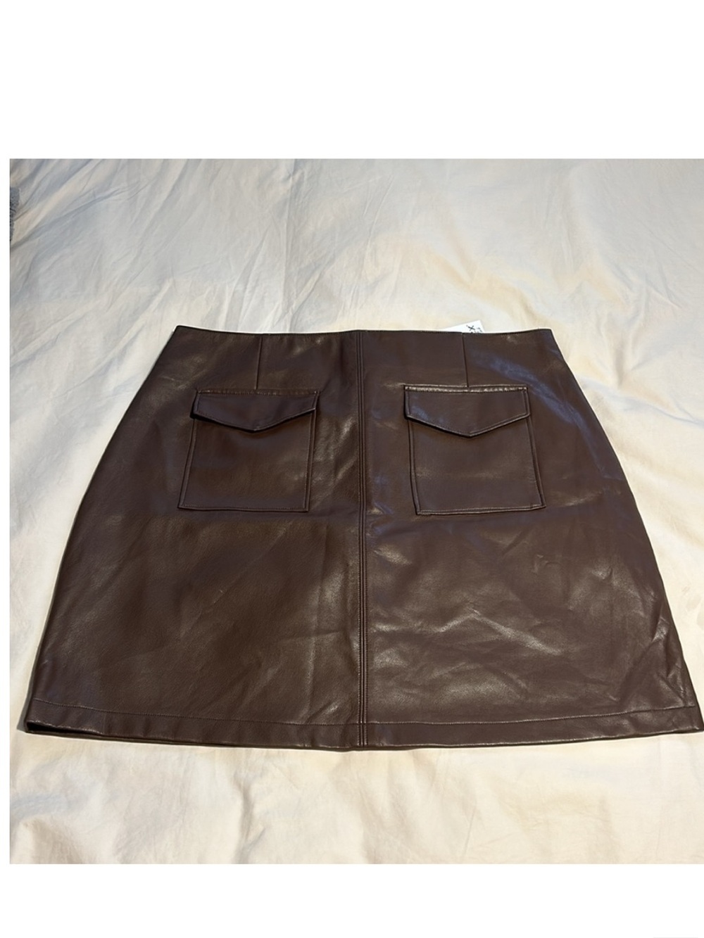 DEX Rustic Brown Faux Leather Mini Skirt 0X NWT - Picture 3 of 8